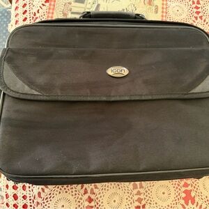 ICON Black Men's Laptop Briefcase with Front Flap Pocket